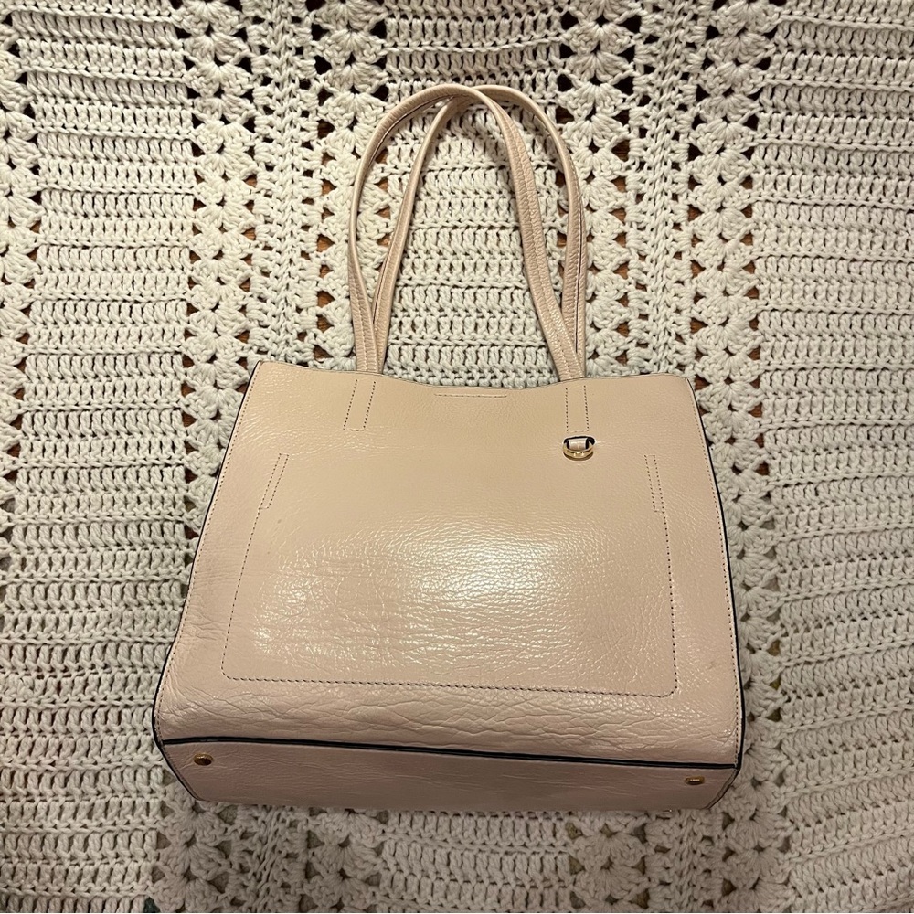 Banana Republic Light Tan Leather/Brown Suede Sides Large Tote Bag